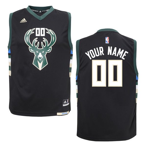 Youth Milwaukee Bucks Adidas Black Custom Alternate NBA Jersey